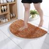 Inyahome Non-Slip Shaggy Chenille Half Round Bathroom Rug Soft Microfibers Bath Mat with Water Absorbent Machine Washable Blue