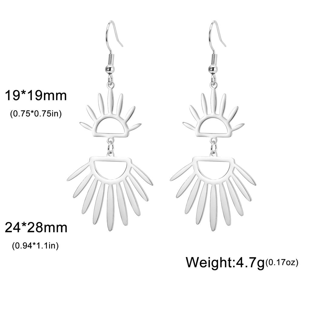 Lucktune Hollow Wing Fan-shaped Drop Earrings Stainless Steel Gold Color Geometry Sun Dangle Earrings for Women Jewelry Gifts