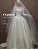 Elegant Backless Satin Wedding Gown - Vintage French-Inspired Long Sleeve Dress