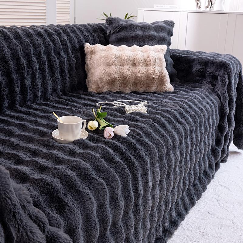 Imitation Rabbit Fur Sofa Towel European Winter Thickened Fleece Living Room Sofa Cushion Cover Cloth