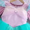 Girls' Mermaid Gem Princess Dress with Fly Sleeves - Long-Sleeved Christmas Party Attire for Autumn and Winter