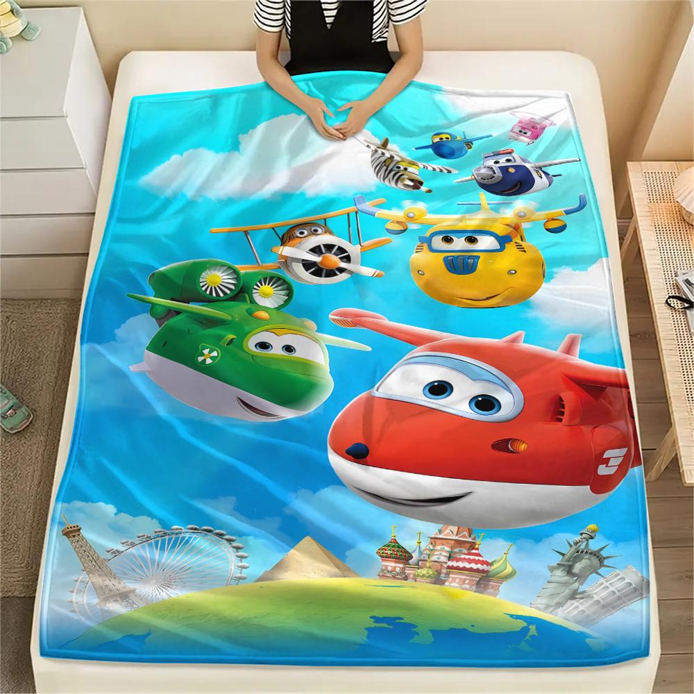 1 ks Flísová deka s potiskem Super Wings, Vysoce kvalitní, Pohodlná pro všechna roční období, Domácí dekorace, Teplo a pohodlí, Perfektní jako vánoční dárky