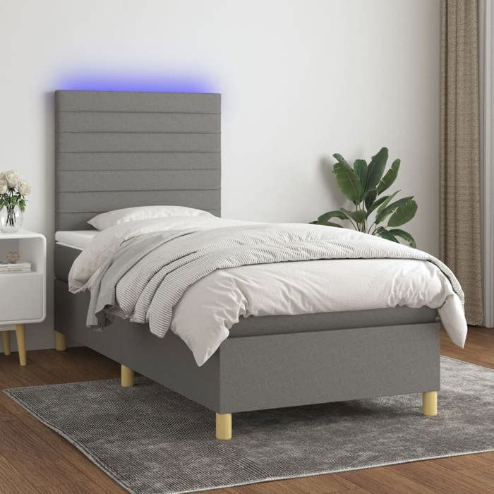 VidaXL Sommier à Lattes de Lit avec Matelas et LED, Lit Rembourré, Lit Simple, Lit Adulte de Chambre à Coucher Intérieur, 3135494