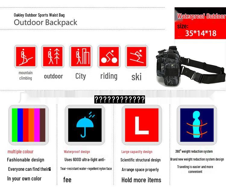 Vodotěsná venkovní sportovní kamera a rybářská taška: Multifunkční taktická a cyklistická messenger taška přes rameno