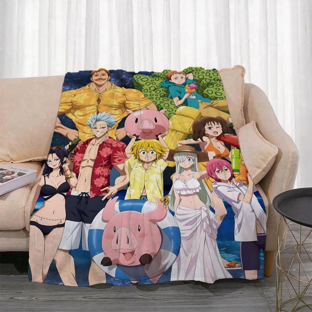 Anime T-The Seven Deadly Sins Throw Lightweight 240g Flannel Blanket Soft Skin-friendly for Summer Cooling