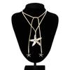Starfish Fringe Necklace Women Vacation Style Long Velvets Rope Clavicle Chain Adjustable Length Collar Chain Jewelry