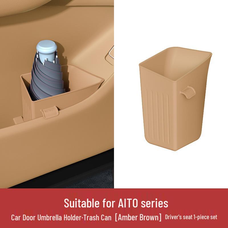 Compatible with AITO New M7/M8/M9: Silicone Car Trash Can & Door Umbrella Holder.