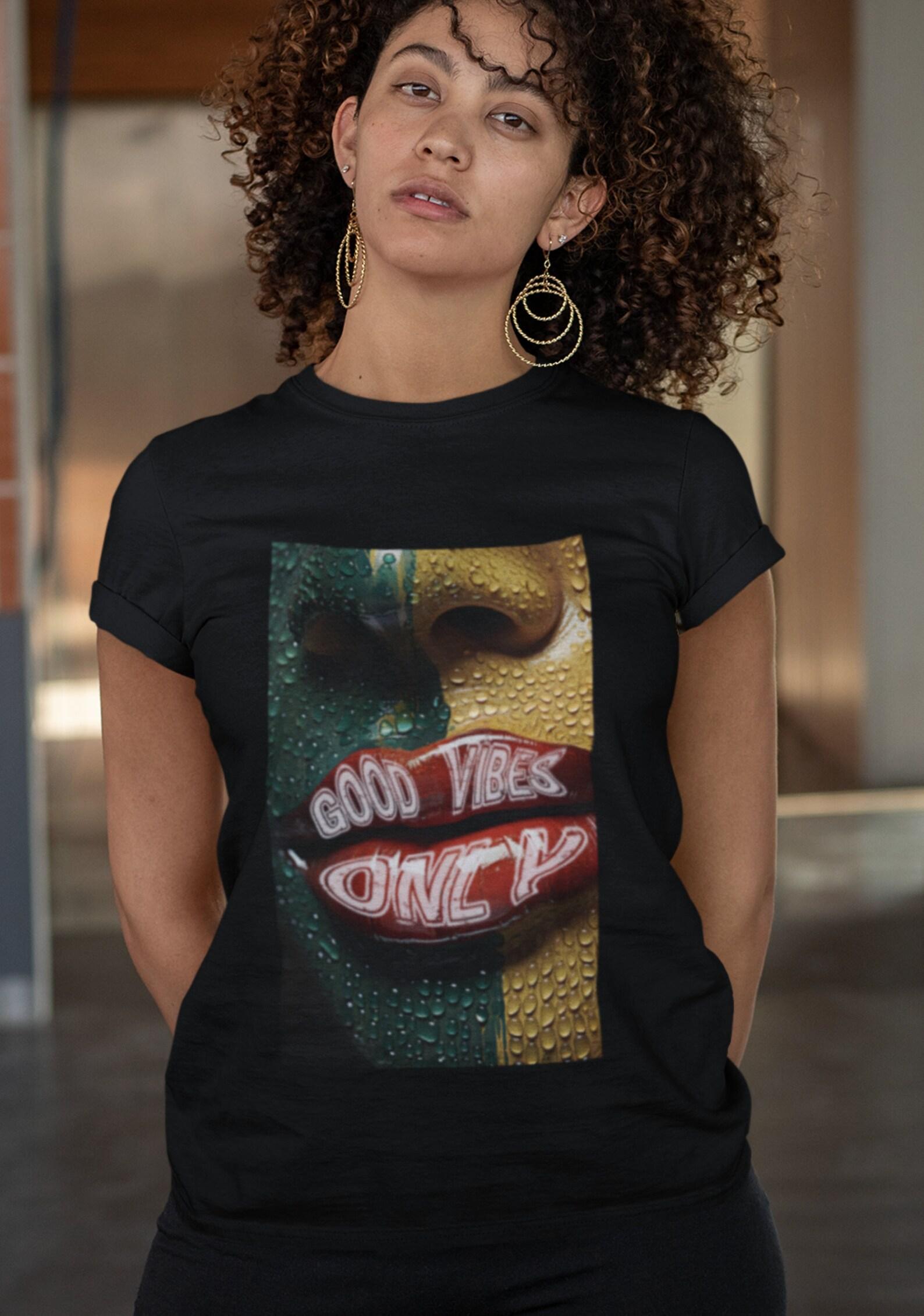 Good Vibes Only T-Shirt: Red Lips Graphic Tee L