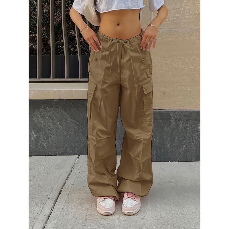 Women's Fashion Casual Solid Color Print High Waist Trousers Pants Capris