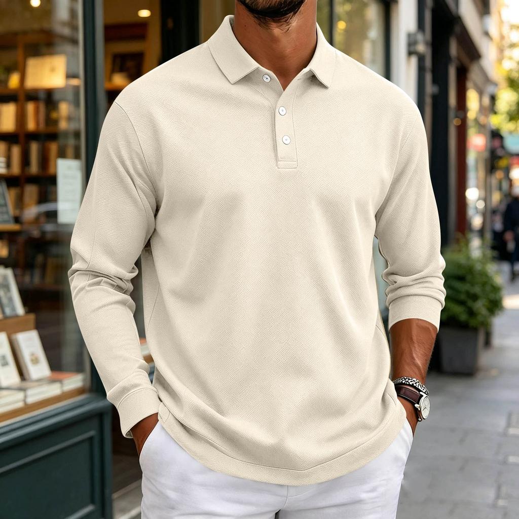 Herren Langarmhemd Button-Down-Kragen Farbe Entspannte Passform Lässig