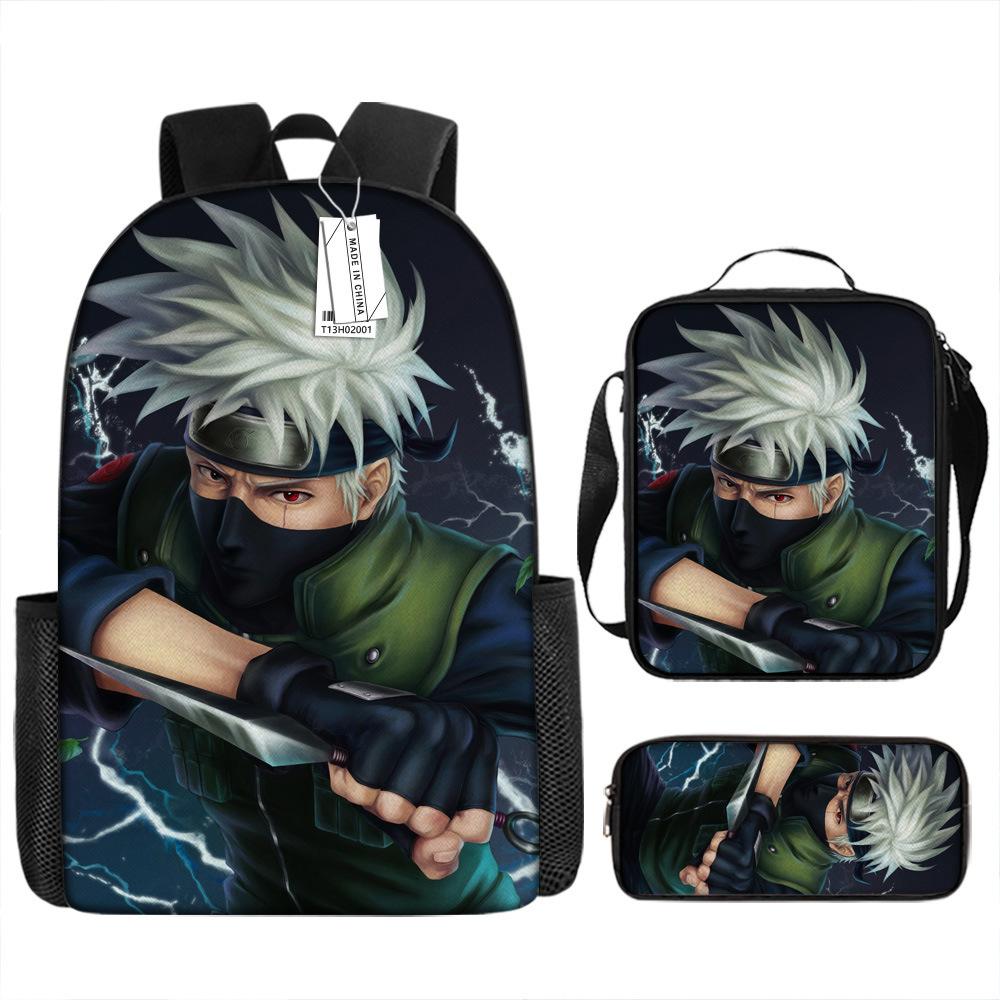 New Naruto backpack trendy backpack European and American retro peripheral cartoon schoolbag