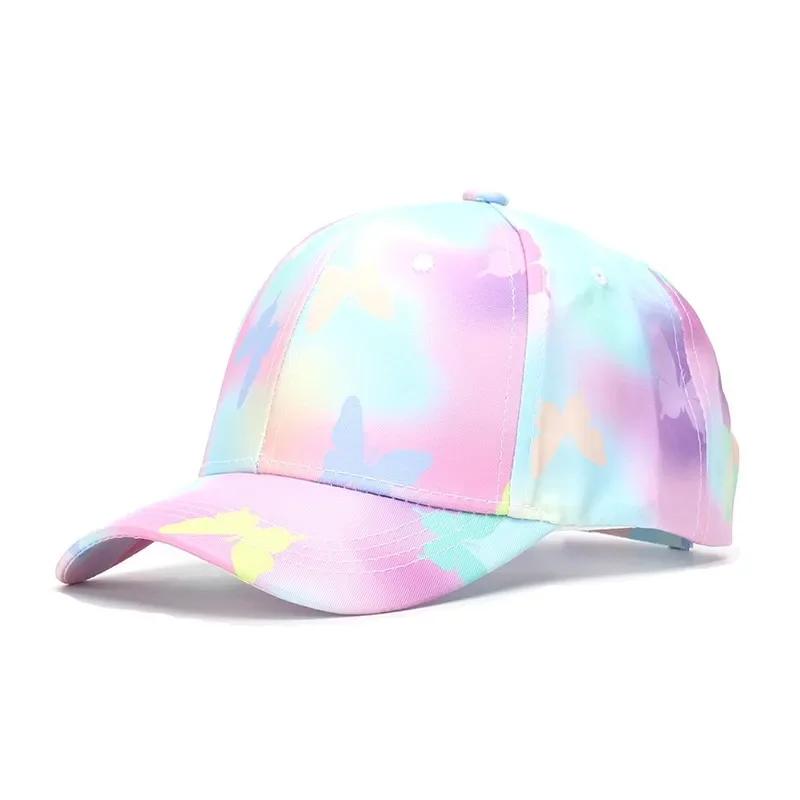 Summer Kids Baseball Cap Fashion Tie-dye Print Snapback Hat For Children Girls Outdoor Streetwear Adjustable Duck Tongue Cap