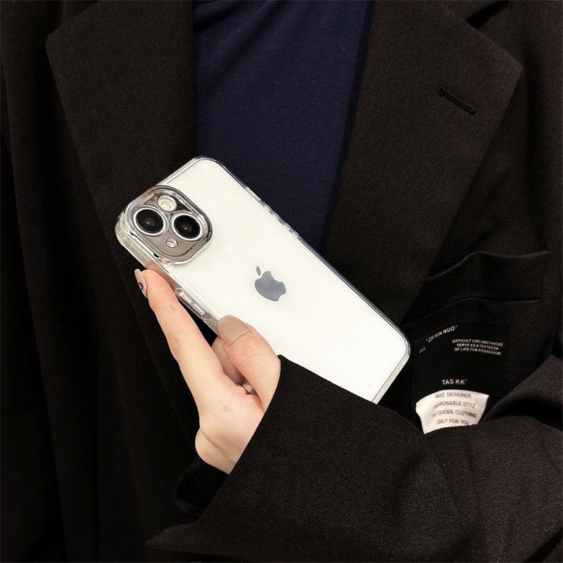 Simple metal precision frame transparent Case for iPhone 16 Pro Max 15 14 Plus 13 12 11 Pro XS XR All-inclusive fall protection Cover