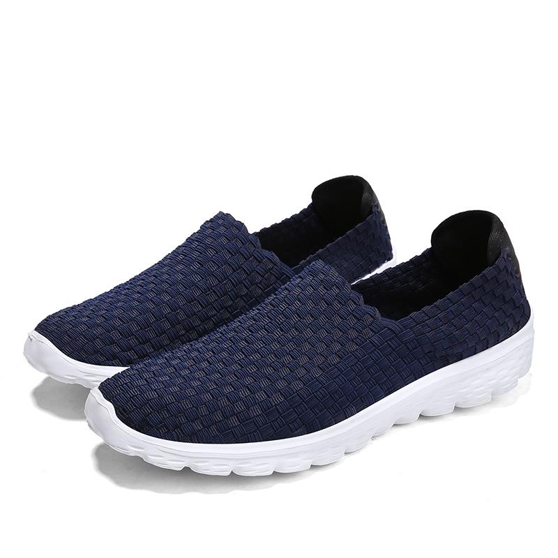 Summer Men Sneakers Black Braid Beach Sports Shoes Casual Slip On Flats