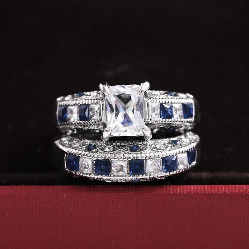 Electroplated Zircon Couple Ring, Popular Fashion Women'S Jewelry