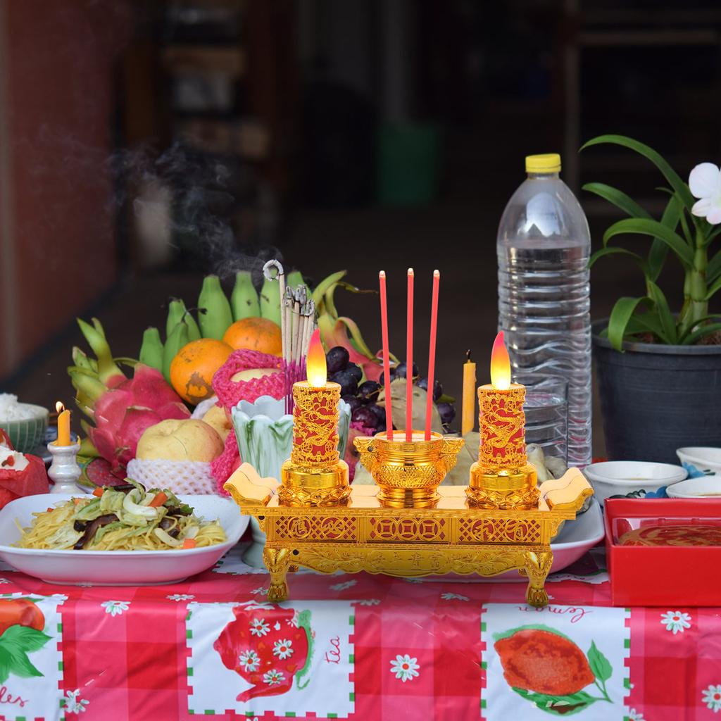 LED Retro Chinese Buddha Light Chinese Style Buddhist Supply Lamp for Meditation Temple Worship