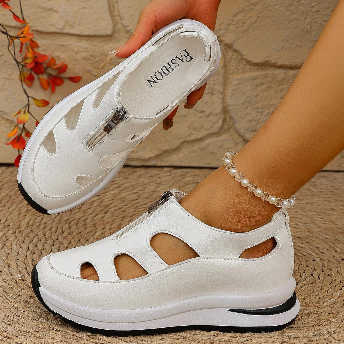 New Baotou Sandals 22 Hollow Breathable Large Size Muffin Thick Bottom Velcro 36