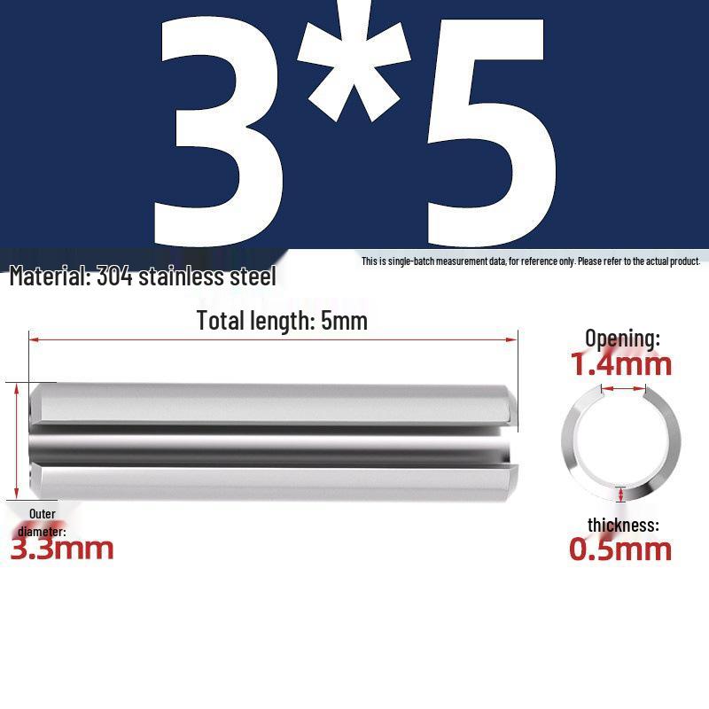 304 Stainless Steel Slotted Spring Pin, Cylindrical Shaft Pin, Locating and Hollow Pin (M5-M12)
