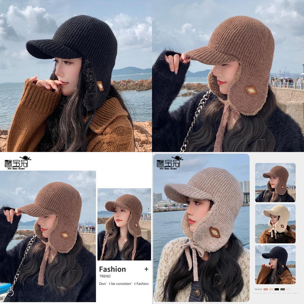 Winter Knitted Earflap Hat For Women With Windproof And Warmth Features For Outdoor Activities