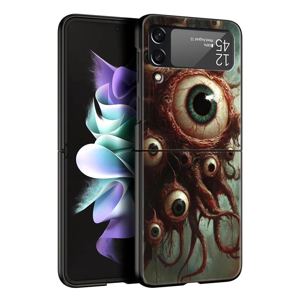 

Чехол для телефона Samsung Galaxy Z Flip 3 4 5 6 7 Складной корпус Для Samsung Z Flip4 Flip5 Жесткая ПК крышка Узор Злой глаз демона Galaxy Z Flip