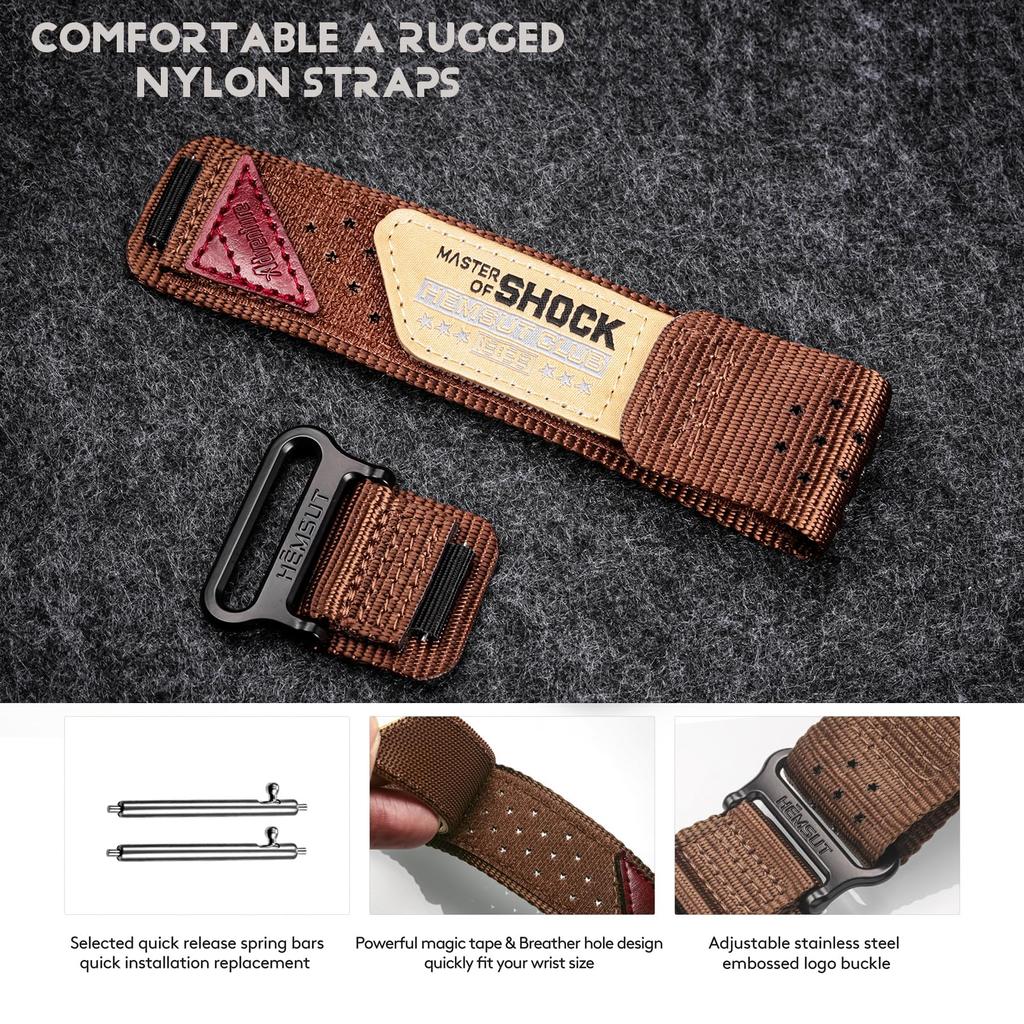 Velcro Watch Band for Casio 16mm Nylon Casio Wristband Men's G-Shock GM-2100B, GD-100/110/120/350, GW-S5600/5600/B5600/M5600,