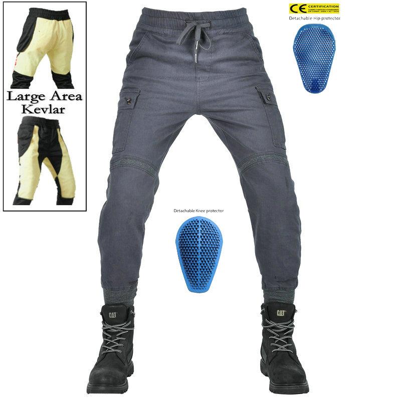 Motorcycle riding jeans casual locomotive anti-drop and windproof Kevlar tooling pants men's four-season protective gear adjustable