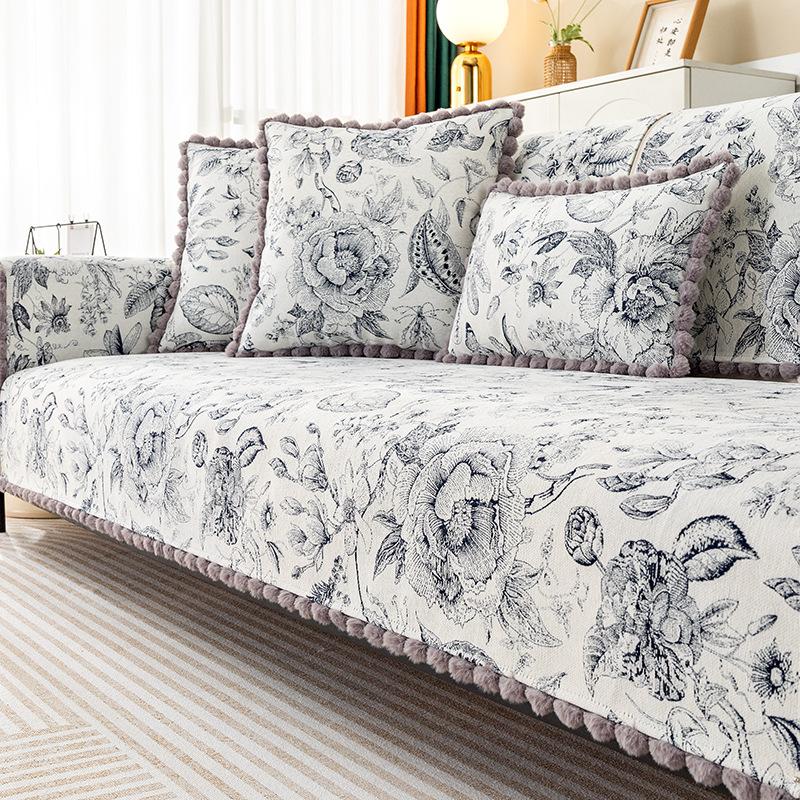 New French Pastoral Non-Slip Sofa Cushion High-End Chenille Light Luxury American Four-Season Universal Cover