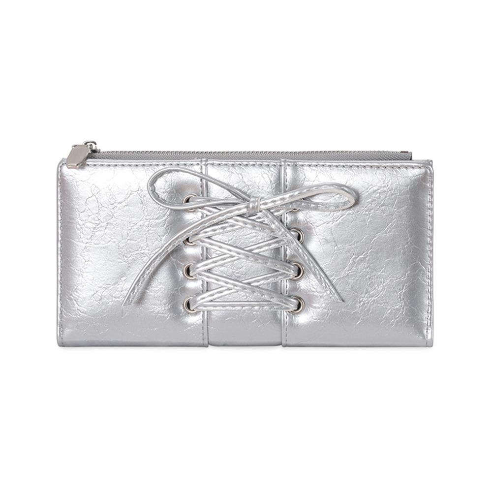 INS Multi Slot Long Wallet Zipper Bow Strap Design Card Holder Coin Purse Women
