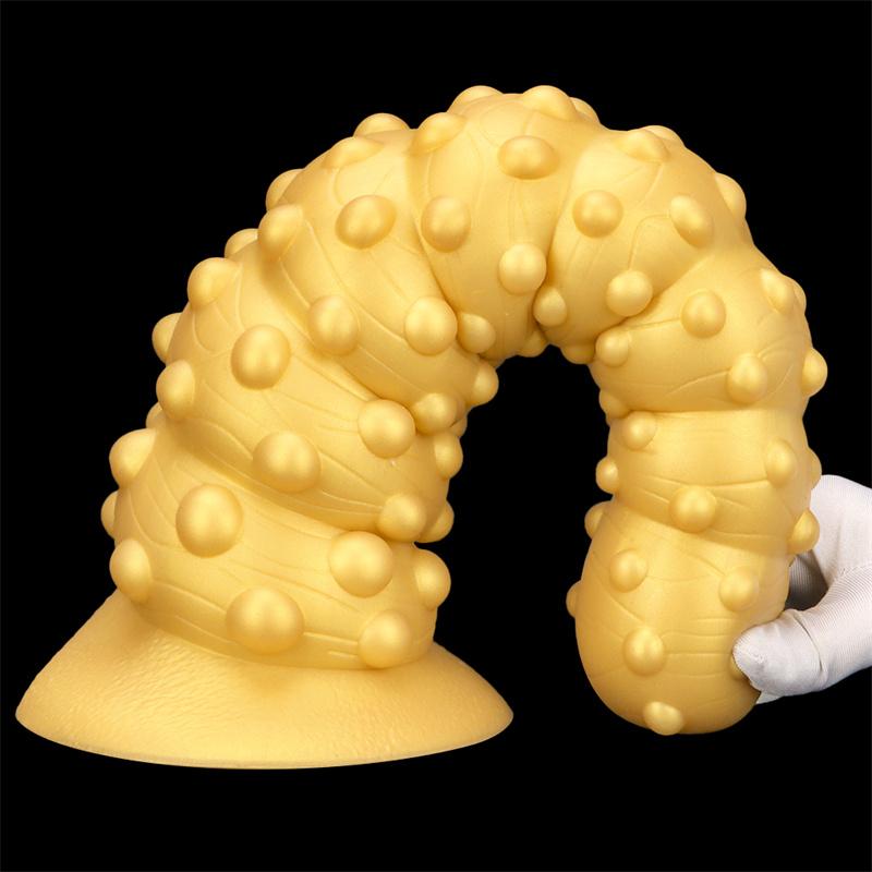 Golden Silicone Giant Suction Cup Large Anal Plug Oversized Threaded Rear Anal Plug Octopus Pull Bead Anal Expander