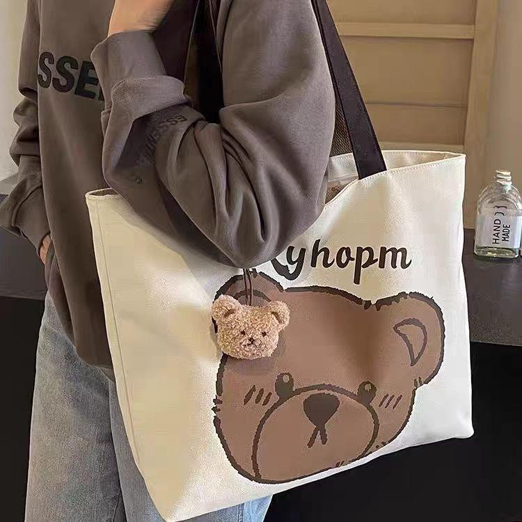 Large Capacity Japanese Cartoon Canvas Tote - Versatile Student and Commute Shoulder Bag
