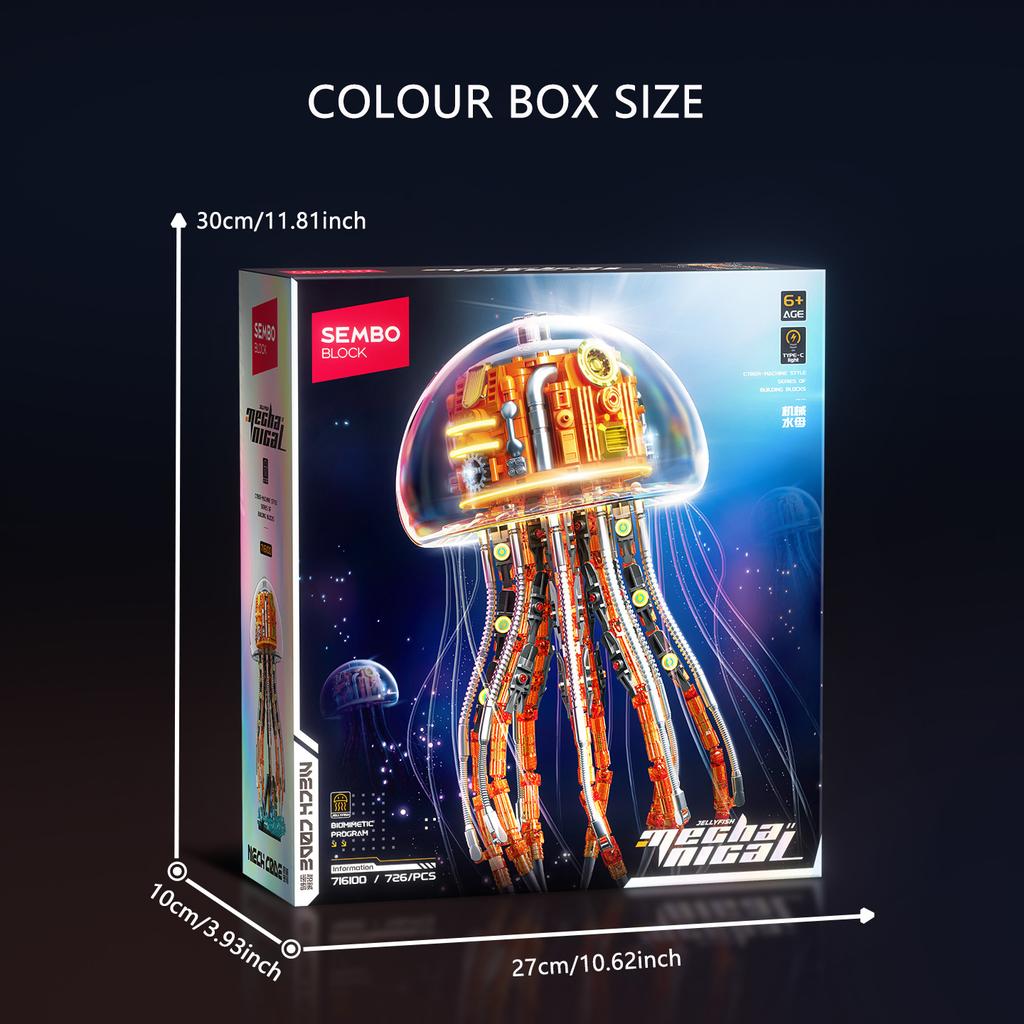 Non-Toxic Sembo Block 726Pcs Moc Animal Series Mecha Building Blocks Light Jellyfish Model Building Blocks Children Toy Kids Halloween Gifts