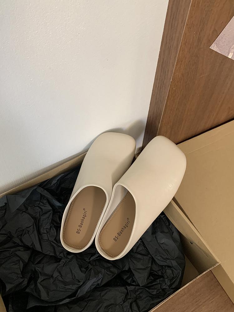 Fashion New 2025 Spring Summer Women Slippers Ladies Square Toe Slip On Ladies Casual Mules Shoes Flat Heel Outdoor Dress Sandal Shoes