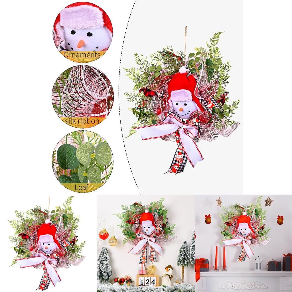 Unique Christmas Snowman Fabric Wreath For Cheerful Holiday Home Decorations