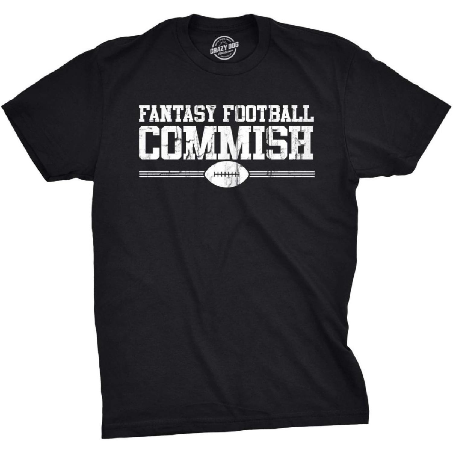 Mens Fantasy Football Commish T Shirt Funny Gift for Dad Game Day Graphic Cool S
