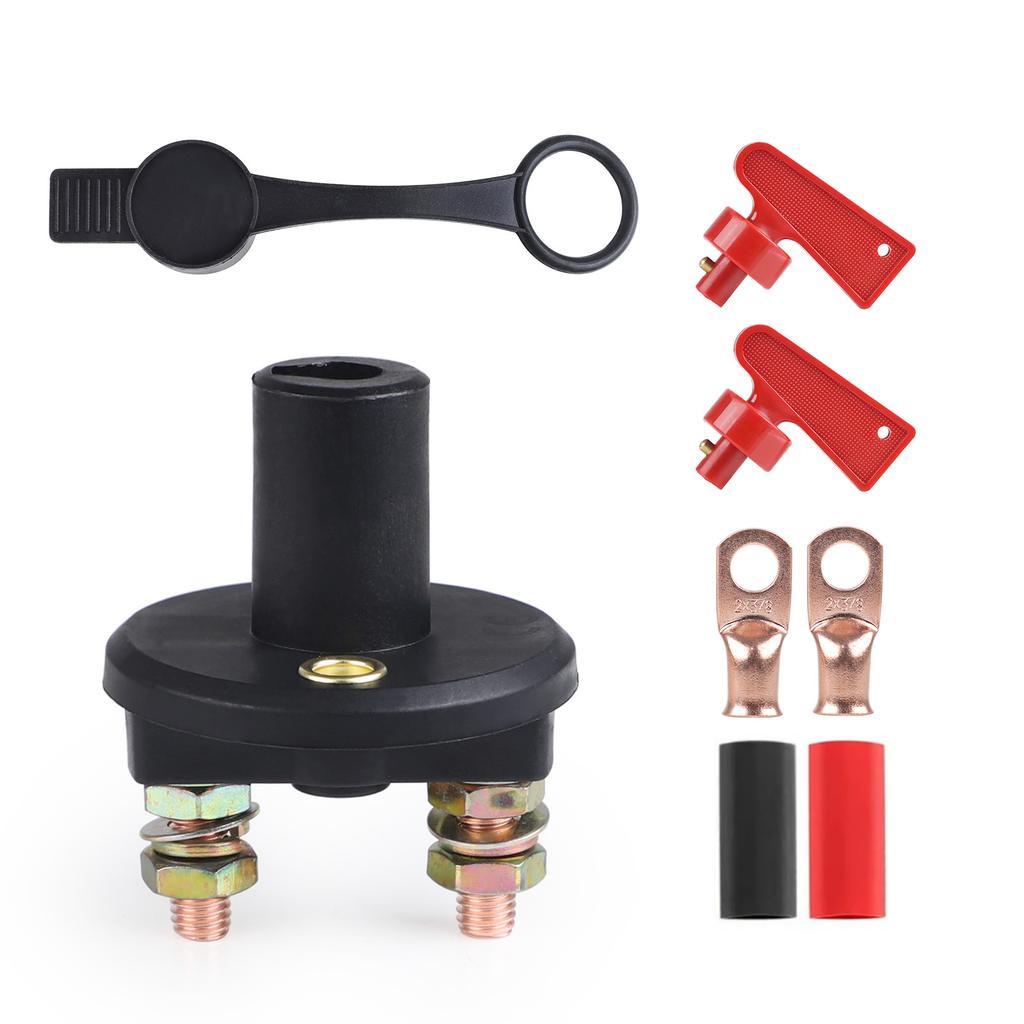 12-24V Battery Disconnect Switch 300A Battery Master Isolator Cut Off Power Kill Switch with 2 Red Key for Marine RV ATV