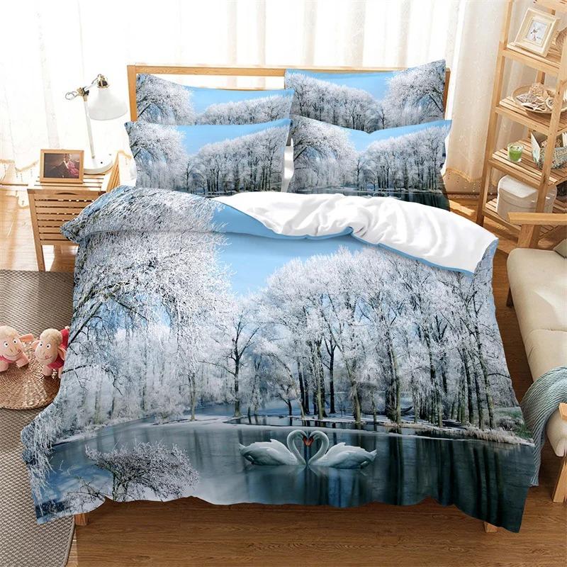 Romantic White Tree Duvet Cover Set Fashion Youth Bedding Set Linen Queen Size Bed Comforter Cover Set Boy Girls Bedding Set