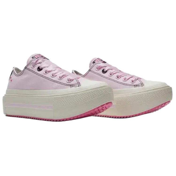 Converse Double Stack Low top Canvas Shoes Unisex Pink Black A19728C