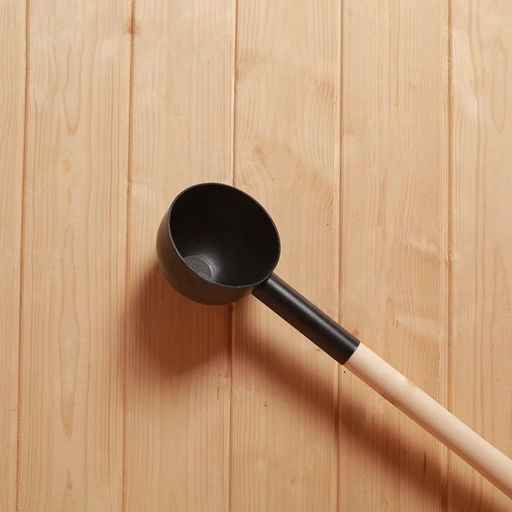 Aluminum Sauna Ladle Sauna Accessory Wooden Handle Ladle