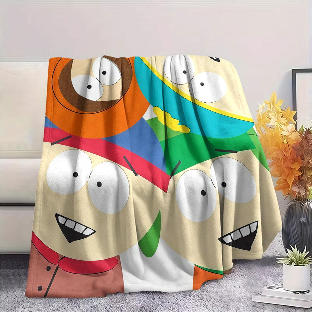 South Park Cartoon Printed Flannel Blanket, soft throw for bedroom sofa, washable, fan merchandise, great gift.