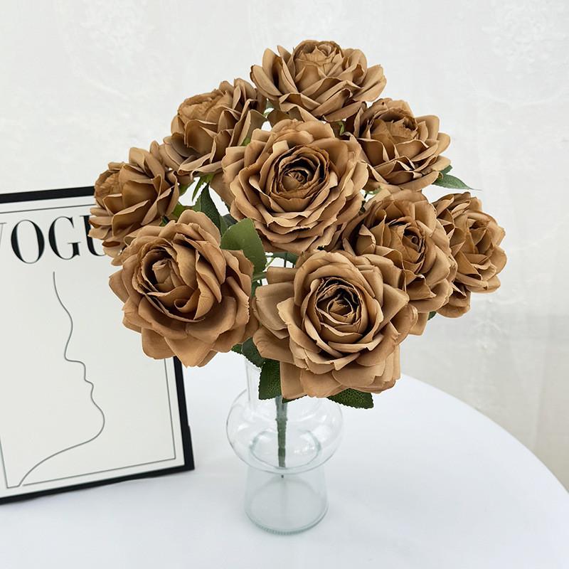 Rose Bridal Wedding Decor Artificial Silk Flower Bouquet For Home Stage Events