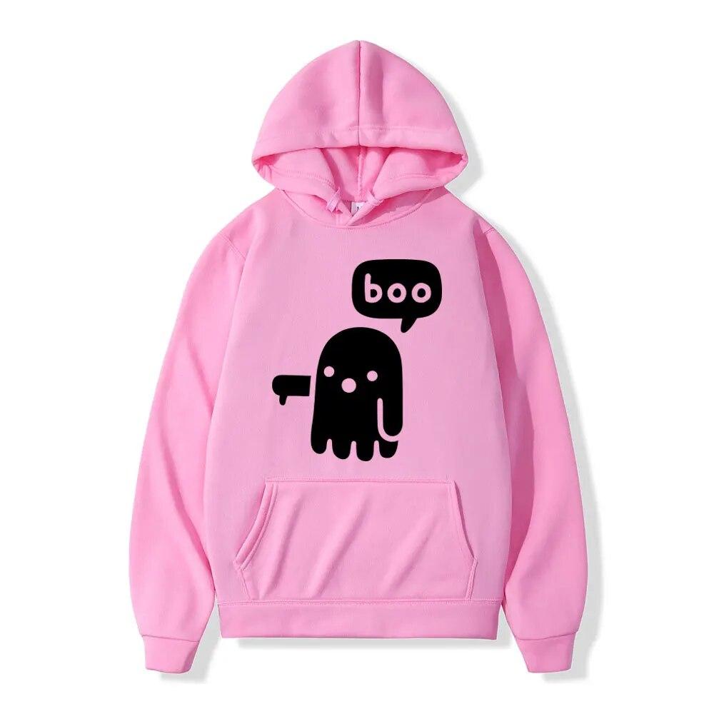 Funny Boo Ghost Printing Hoodie Unisex's Women High Quality Fleece Hoodies Casual Fashion Oversized Hooded Sweatshirts Streetwear