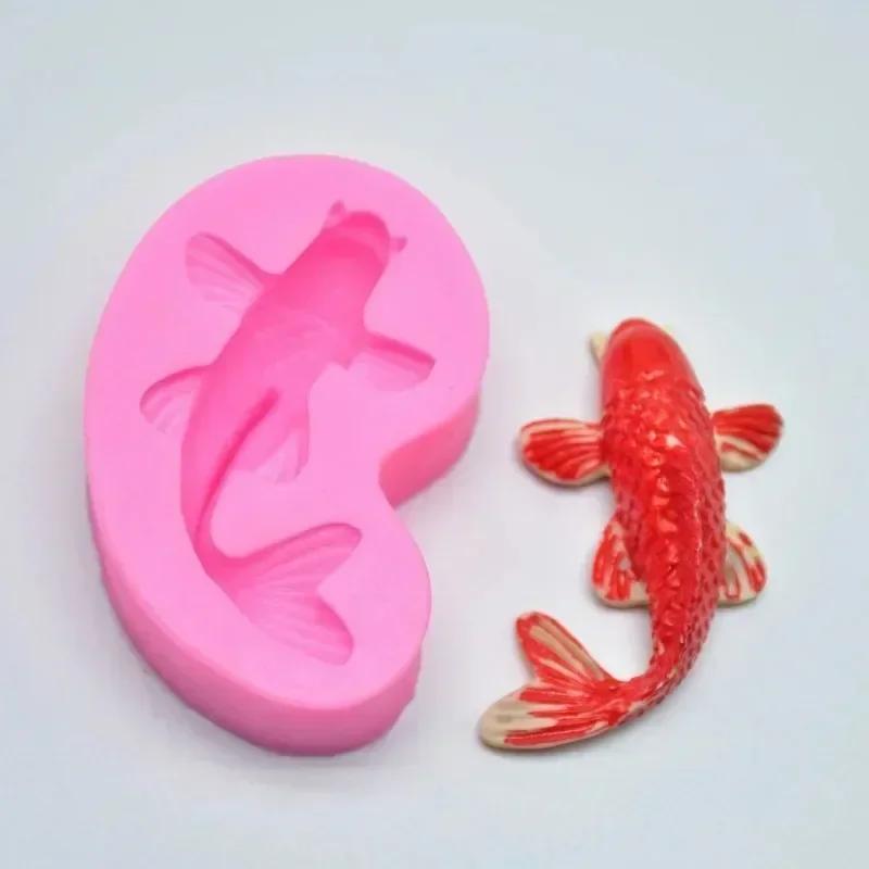 1 Pc 3D Animal Creative Lucky Koi Silicone Mold DIY Chocolate Candy Molds Kitchen Baking Cake Decoration Tool Candle Soap Mould