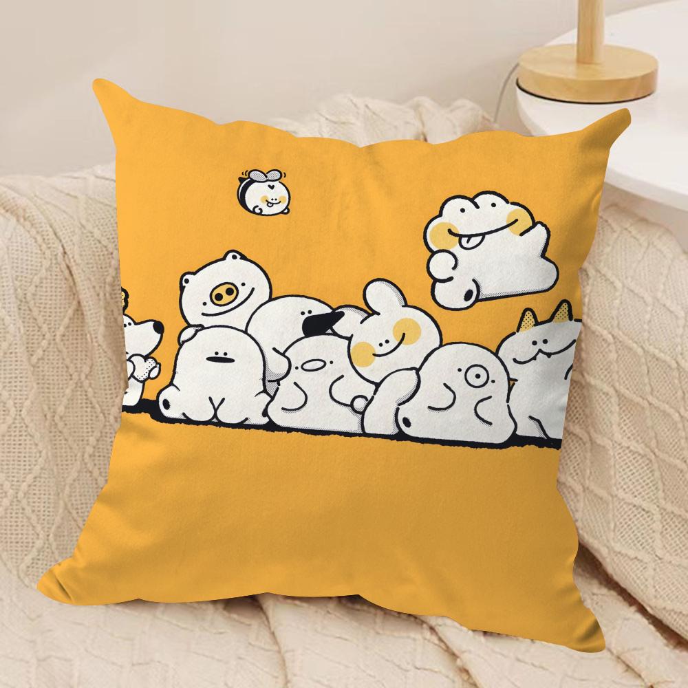 Cute animal patterns Cushion Cover Soft Plush Fabric Double-Sided Printed Sofa Cushion Cover for All Seasons Home Decor Gift