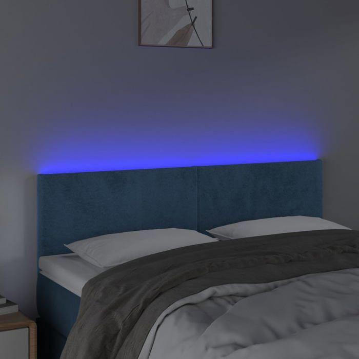 VidaXL Tête de Lit à LED Meuble de Chambre à Coucher Accessoire de Lit Double Tête de Cadre de Lit Intérieur Bleu Foncé 3121384
