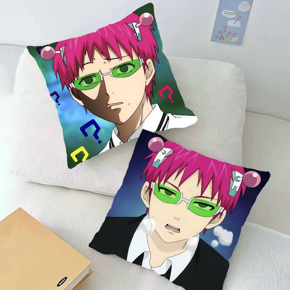 Cute S-Saiki K Throw Pillow Covers Pattern Cushion Cover Suitable For Sofa Bedroom Car Pillow Cover