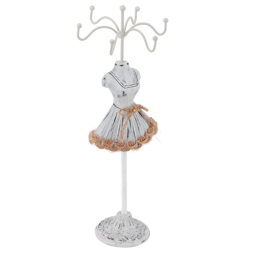 Jewelry Holder Display Necklace Earrings Storage Polyresin Doll Stand with Detachable BracketGrey 3