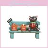 Cat Black Cute Sitting On Bench Watering Flowers Resin Ornaments For Decor Desk