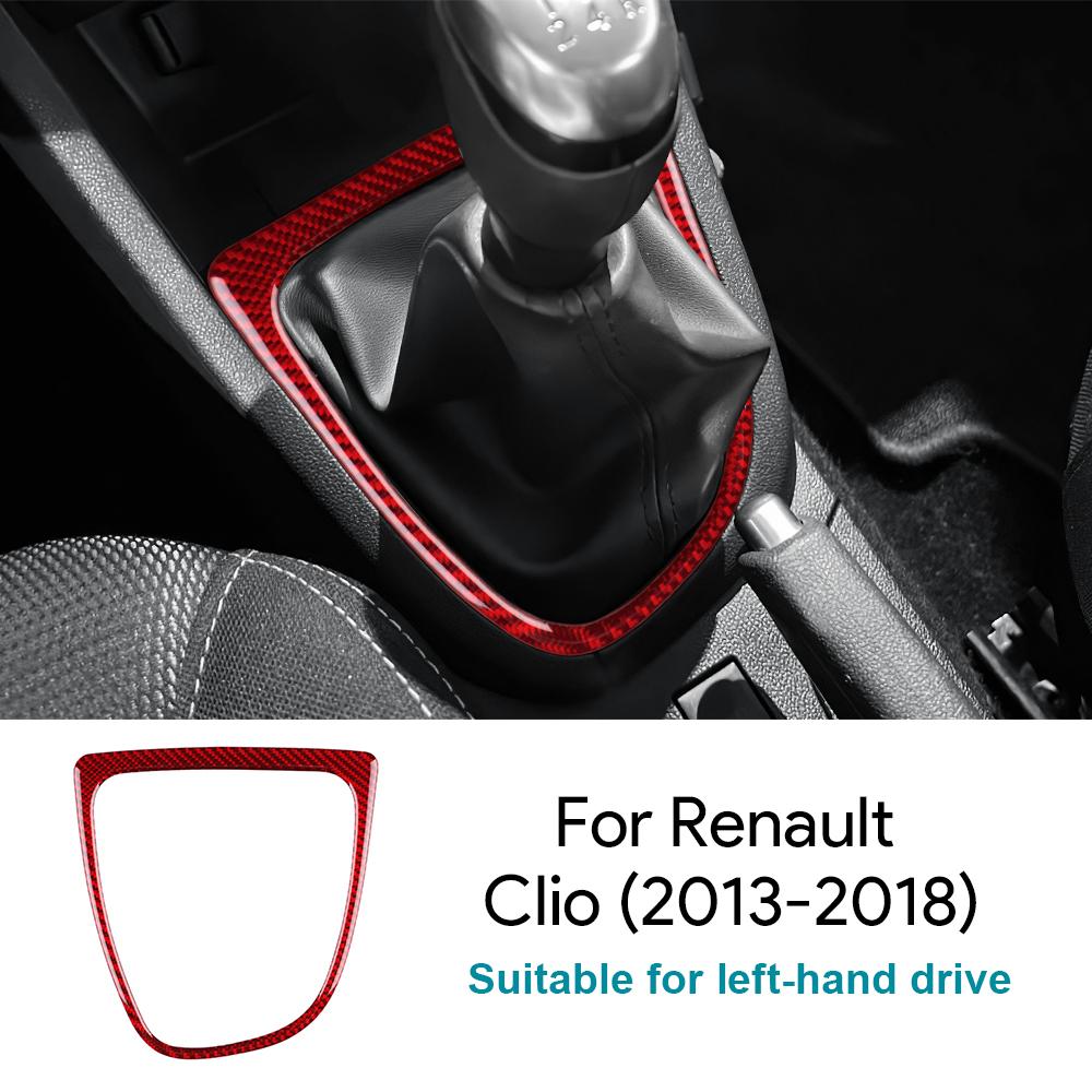 För Renault Clio 4 2013 2014 2015 2016 2017 2018 Mjuk Kolfiberdekal LHD RHD Bilväxel Yttre Växlingsram Interiört Tillbehör