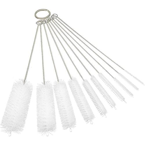 10-Piece Cup Brush Set, Ultra-Fine, for Cleaning Narrow-Nose Bottles, Straws, and Hoses, Long Tube, and Crevice Brush for Cleaning Kitchen Spouts
