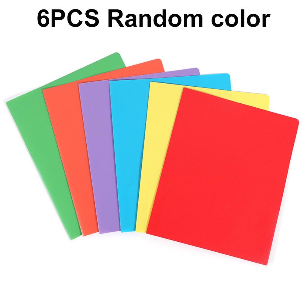 

6pcs/set Plastic Folders with Pockets Two Pocket Folder Business Card Holder File Folders for Office High School Supplies